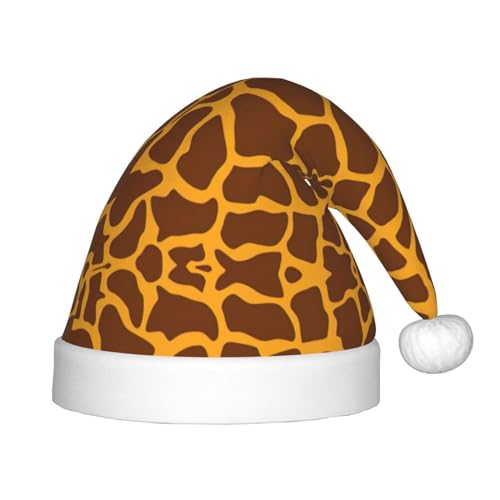 OKFSTY Weihnachtsmütze mit Giraffen-Druck, Weihnachtsmannmütze, Weihnachtsmütze für Jugendliche, weich, Unisex, klassische Weihnachtsmannmütze von OKFSTY