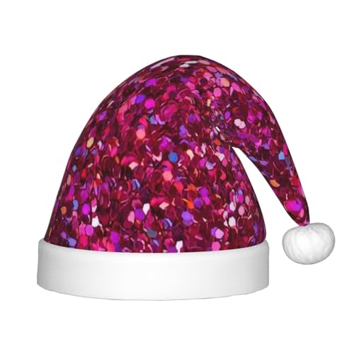 OKFSTY Weihnachtsmütze mit Glitzermuster, Weihnachtsmannmütze, Weihnachtsmütze für Teenager, weich, Unisex, klassische Weihnachtsmannmütze von OKFSTY