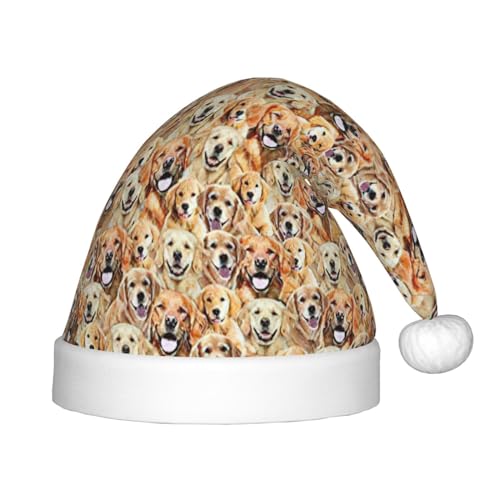 OKFSTY Weihnachtsmütze mit Labrador-Retriever-Hunden, Weihnachtsmannmütze, Weihnachtsmütze für Teenager, weich, Unisex, klassische Weihnachtsmannmütze von OKFSTY