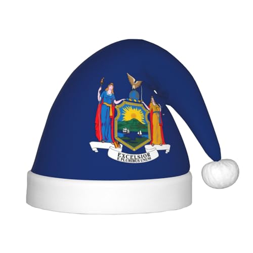 OKFSTY Weihnachtsmütze mit New York-Flagge, Weihnachtsmannmütze, Weihnachtsmütze für Jugendliche, weich, Unisex, klassische Weihnachtsmannmütze von OKFSTY