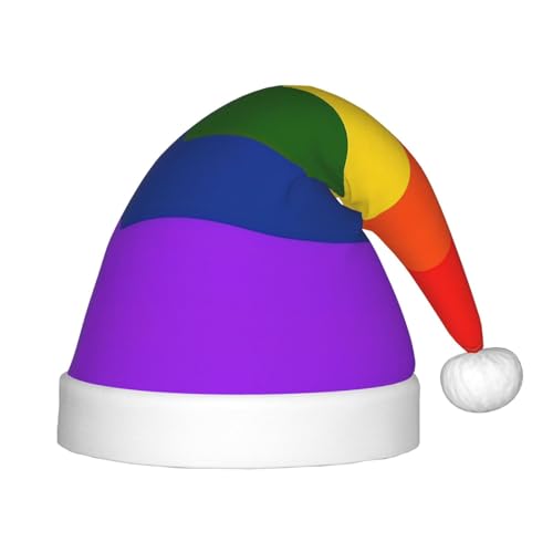 OKFSTY Weihnachtsmütze mit Regenbogen-Flagge, Weihnachtsmannmütze, Weihnachtsmütze für Teenager, weich, Unisex, klassische Weihnachtsmannmütze von OKFSTY