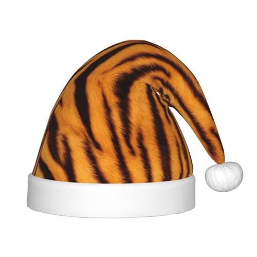 OKFSTY Weihnachtsmütze mit Tiger-Streifenmuster, Weihnachtsmannmütze, Weihnachtsmütze für Jugendliche, weich, Unisex, klassische Weihnachtsmannmütze von OKFSTY