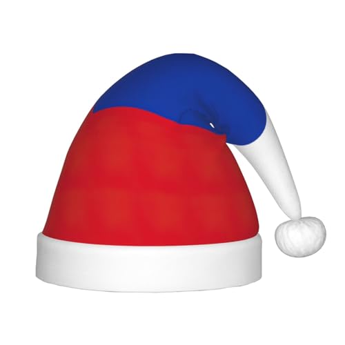 OKFSTY Weihnachtsmütze mit russischer Flagge, Weihnachtsmannmütze, Weihnachtsmütze für Jugendliche, weich, Unisex, klassische Weihnachtsmannmütze von OKFSTY