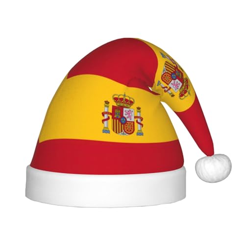 OKFSTY Weihnachtsmütze mit spanischer Flagge, Weihnachtsmannmütze, Weihnachtsmütze für Teenager, weich, Unisex, klassische Weihnachtsmannmütze von OKFSTY