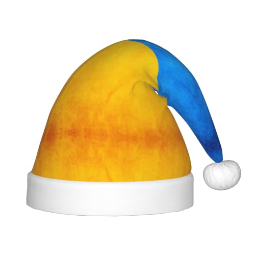 OKFSTY Weihnachtsmütze mit ukrainischer Flagge, Weihnachtsmannmütze, Weihnachtsmütze für Teenager, weich, Unisex, klassische Weihnachtsmannmütze von OKFSTY