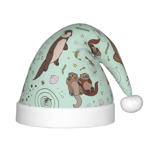 Otters Weihnachtsmütze, Weihnachtsmannmütze, Weihnachtsmütze für Teenager, weich, Unisex, klassische Weihnachtsmannmütze von OKFSTY