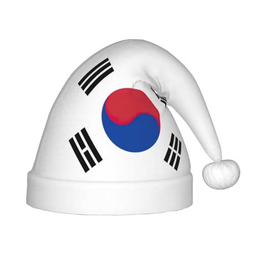 Weihnachtsmütze mit Flagge der Republik Korea, Weihnachtsmannmütze, Weihnachtsmütze für Teenager, weich, Unisex, klassische Weihnachtsmannmütze von OKFSTY