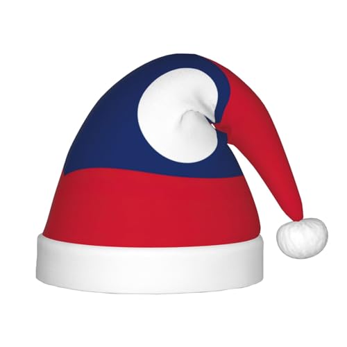 Weihnachtsmütze mit Flagge von Laos, Weihnachtsmannmütze, Weihnachtsmütze für Teenager, weich, Unisex, klassische Weihnachtsmannmütze von OKFSTY