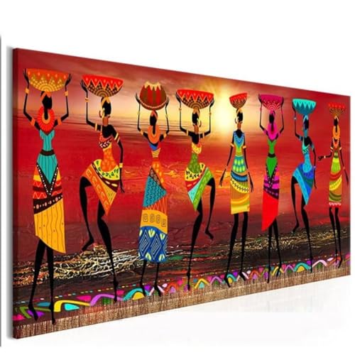 OKIKA DIY 5D Diamond Painting Kits, Afrika Frau Tanzt Full Drill Diamant Painting Zubehör, Malen Nach Zahlen, Diamond Painting Set, Painting by Numbers Arts Craft for Home Wall Decor 12x24in von OKIKA