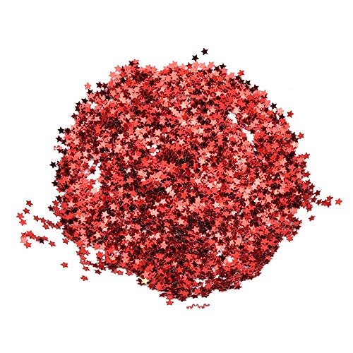 50 g lose Pailletten, sternförmige Pailletten ohne Loch, glitzernde Pailletten-Flitter zum Basteln, Nähen, Kleidung, Dekorieren, Hochzeit, Weihnachten, 3 mm (Red) von OKJHFD