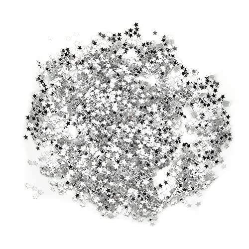 50 g lose Pailletten, sternförmige Pailletten ohne Loch, glitzernde Pailletten-Flitter zum Basteln, Nähen, Kleidung, Dekorieren, Hochzeit, Weihnachten, 3 mm (Silver) von OKJHFD