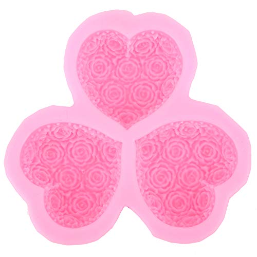 Flower Silicone Mould,3 Cavity Heart Shaped Rose Flower Silicone Moulds,Reusable Baking Silicone s for Candy Jelly Cake Soap Sugarcraft Wax Melts Clay Decorating von OKJHFD