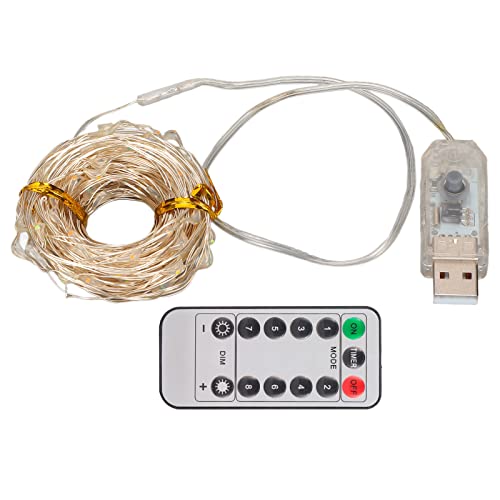 OKJHFD LED-Lichterkette, 10 Meter, 100 LED-Lichterkette Mit Fernbedienung, 8 Modi, USB-betrieben, Wasserdichte Lichterkette, Fernbedienung Für Schlafzimmer, Halloween, Weihnachtsdekoration von OKJHFD