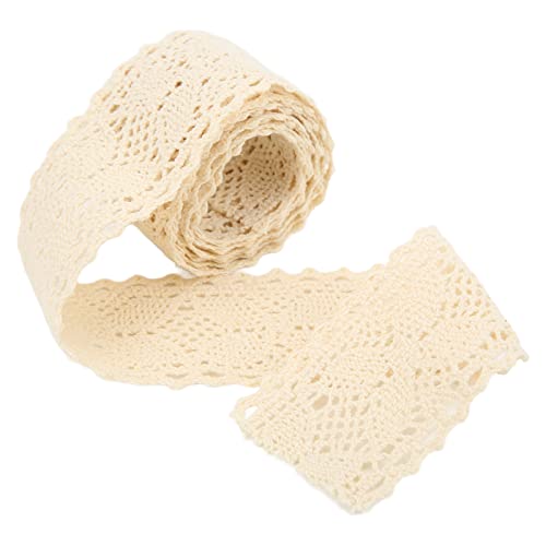 Spitzenbesatzband, 20 Yards, Spitzenbesatz, beiges Baumwollfadenband, hohles dekoratives Zubehör für Kleidungsdekoration und Nähen, Heimwerken (Beige) von OKJHFD