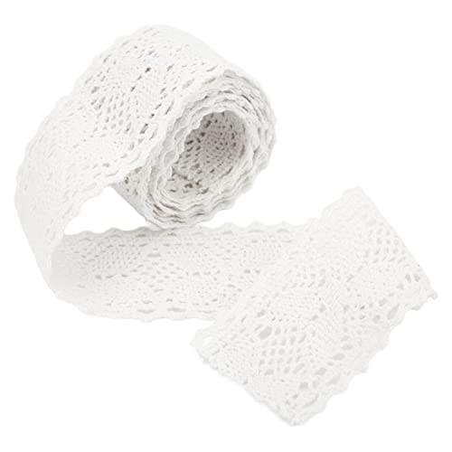 Spitzenbesatzband, 20 Yards, Spitzenbesatz, beiges Baumwollfadenband, hohles dekoratives Zubehör für Kleidungsdekoration und Nähen, Heimwerken (White) von OKJHFD