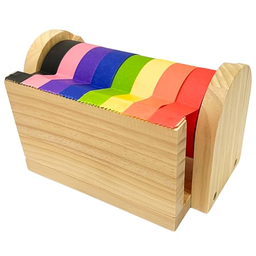 Bastelbandabroller, Holzabdeckbandhalter, Kinder-Klebebandabroller, Multi-Klebebandspender für Kinder, Washi-Klebebandabroller, Multirollen-Klebeband (Acryl-Zackenschneider) [Abdeckband nicht im von OKKOSTAR