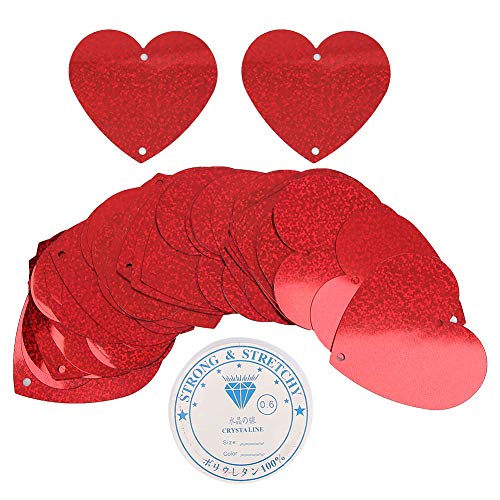 100pcs rote Herzform Konfetti, Plastik Glitzer Folie Liebe Herz Konfetti Tisch Konfetti Tischdekorationen für Geburtstag Hochzeitsfeier Valentinstag Dekoration (Laserrot) von OKOVO