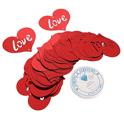 100pcs rote Herzform Konfetti, Plastik Glitzer Folie Liebe Herz Konfetti Tisch Konfetti Tischdekorationen für Geburtstag Hochzeitsfeier Valentinstag Dekoration (Liebe rot) von OKOVO