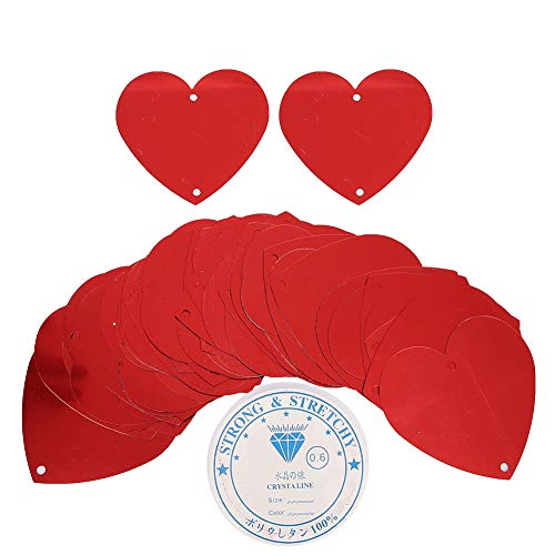 100pcs rote Herzform Konfetti, Plastik Glitzer Folie Liebe Herz Konfetti Tisch Konfetti Tischdekorationen für Geburtstag Hochzeitsfeier Valentinstag Dekoration (Rote Oberfläche) von OKOVO