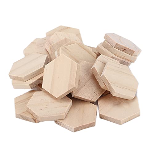 25 Stück 38 mm Sechskantholz, leere Holzsechseckformen, unlackierte Holzausschnitte, Scheiben, Mini-Holzscheiben, kleine Holzsechseck-Ornamente für DIY-Dekorationen, Kunsthandwerk von OKOVO