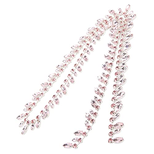 Kristallapplikationsstreifen, Strasskette, 2,3 cm breit, 1 Yard, silberne Unterseite, feine Verarbeitung, super glitzernde DIY-Bastelketten, Hochzeits-Party-Armbänder, Basteln von (Pink) von OKOVO