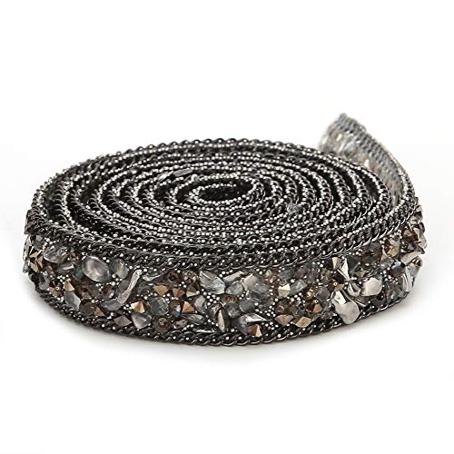 Strass-Kiesband, 1,5 cm breit, funkelnde Dekoration, exquisite Strass-Streifen, Strass-Quasten-Dekoration für Dekoration, Telefon, Hochzeit (Grau) von OKOVO