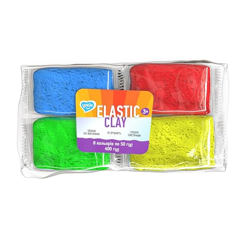 Lovin Modelliermasse, elastisch, 8 Farben, mit lufttrocknendem Ton, 400 g, hochwertiger lufttrocknender Ton zum Modellieren, buntes Modelliermasse-Set, idealer lufttrocknender Ton für Kinder, von OKTO