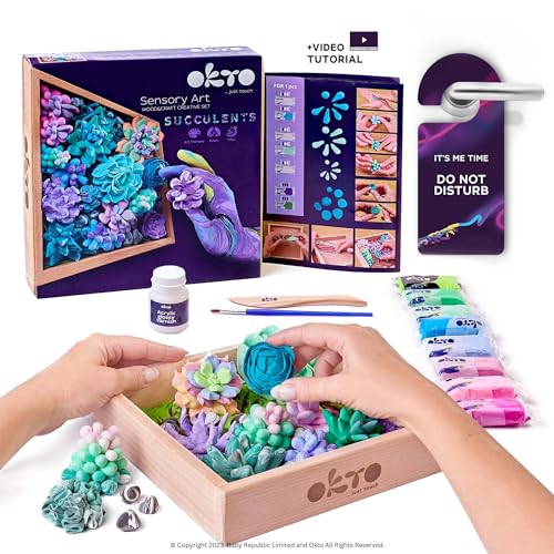 OKTO Art Kit Tenderness | Sukkulenten Kunstset 3D für Home Wall Decor | Bastelsets für Erwachsene UK und Jugendliche | Bastelbox mit Modelliermasse für Sukkulenten | Hobby-Kits Sukkulenten DIY Kunst von OKTO