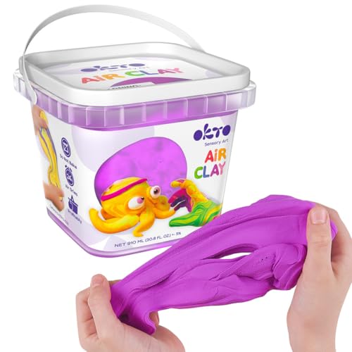 Okto - 900 ml violetter lufttrockener Ton zum Modellieren - Buntes Modelliermasse-Kit - Idealer lufttrockener Ton für Kinder - Magischer Ton für kreative Projekte und Skulpturen von OKTO