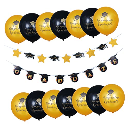 1 Satz Ballons Der Abschlusssaison Zubehör Für Die Abschlussfeier 2020 Ballon-party-dekoration Goldene Abschlussballons Wimpelszenen-layout Goldene Luftballons Golddekor Papier OKUMEYR von OKUMEYR