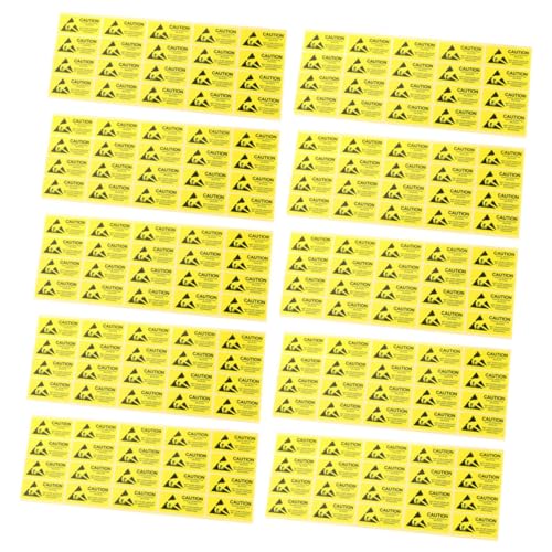 200 Stk Antistatisches Etikett Etiketten Für Elektrostatische Geräte Statischer Wandaufkleber Sicherheitsaufkleber Aufkleber Für Statische Elektrizität Warnaufkleber Yellow Papier OKUMEYR von OKUMEYR