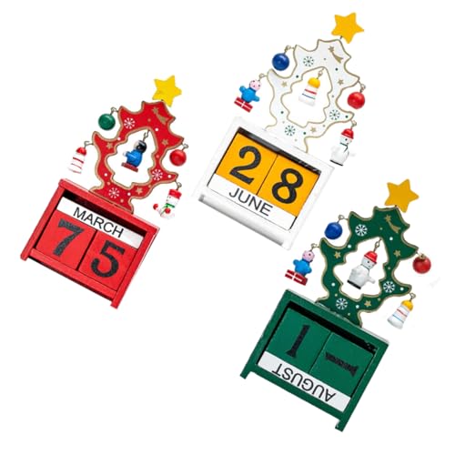 3St Kalender Schmuck Holzkalender kinderzimmerdeko weihnachts dekoration kinderzimmer kippen Ornamente Weihnachtsbaumkalender aus Holz Heimdekorationen hölzern Colorful OKUMEYR von OKUMEYR