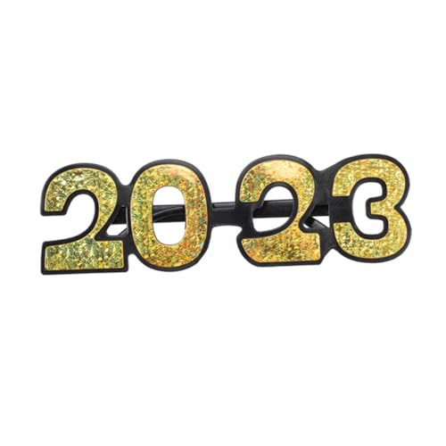 OKUMEYR 1 Paar 2023 2023 Digitale Brille Neujahrsbrille Lustige Brillen 2023 Party-brillen-dekor Neuartige Sonnenbrille Flamme Gläser Lustiges Brillengestell Silvester 2023 Golden Stk von OKUMEYR