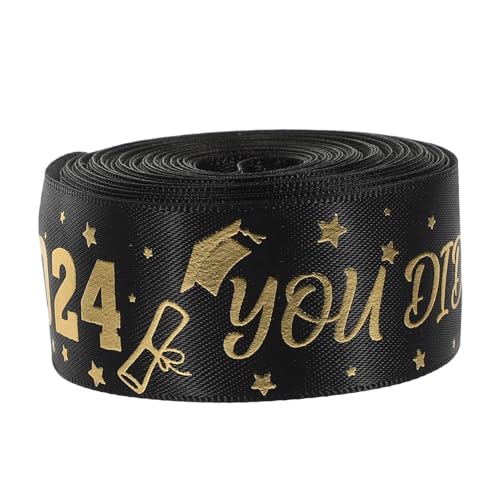 OKUMEYR 1 Rolle Verpackungsband Für Die Abschlusssaison Geschenkband Band Zum Nähen Geschenkschleifband Paketband Partei Dekoratives Band Diy Abschlussband Wickelband Polyester Black von OKUMEYR