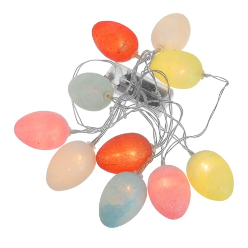 OKUMEYR 1 Satz 10 Ostereier Lichterketten ostereierfarbe easter eggs osterfarben eier osterstreudeko Ostern LED Eier luces geführt Nachtlicht Baum Ostern Requisiten Ostervorräte Plastik von OKUMEYR