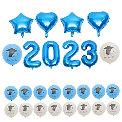 OKUMEYR 1 Satz 2023 Abschlussballons Blaue Und Weiße Abschlussdekorationen Grad Kappe Ballon Rosa Girlande Rosa Luftballons Rosa Dekorationen Abschluss Ballon Aluminiumfolie Blue von OKUMEYR