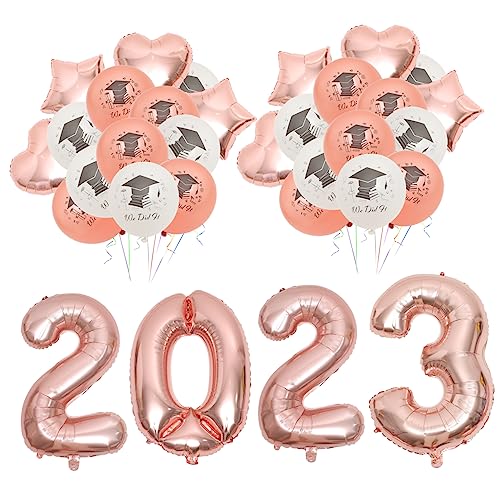 OKUMEYR Rose Folienballons Set Abschlussfeier Dekorationen Latexballons Für Die Feier 2023 von OKUMEYR