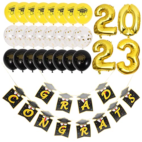 OKUMEYR Abschlussfeier Luftballons 2023 Abschlussdekorationen Deckengirlande Glückwunsch Banner Set von OKUMEYR