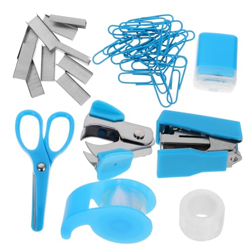 OKUMEYR 1 Satz Büroschreibtischset (8-teiliges Set) Bürobedarf für den Schreibtisch schöne Schreibwaren Broschüren Rasierset Mini-Briefpapier-Kit Mini-Bürobedarf Plastik Blue von OKUMEYR