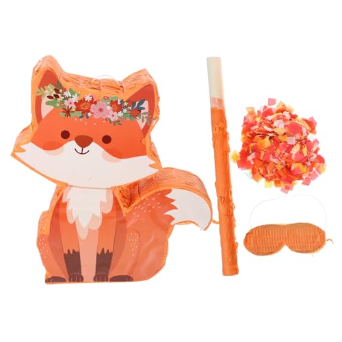 OKUMEYR 1 Satz Fuchs-Pinata Pinata aus Papier Geburtstagsspielzeug geburtstagsgeschenke für kinder party dekoration fuchs spielzeug Dinosaurier-Geburtstagspinata Papiertüten Orange von OKUMEYR