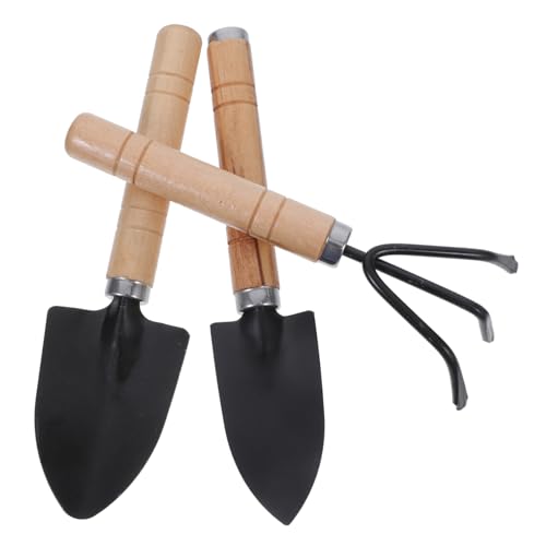 OKUMEYR 1 Satz Gartenwerkzeug-Set Stand Laubrechen Hacke Hochleistungs-Gartenbausatz Grubber Gartenwerkzeug Set Gartengeräte Set loses Bodenwerkzeug Mini-Schaufel für Pflanzen Holz Black von OKUMEYR