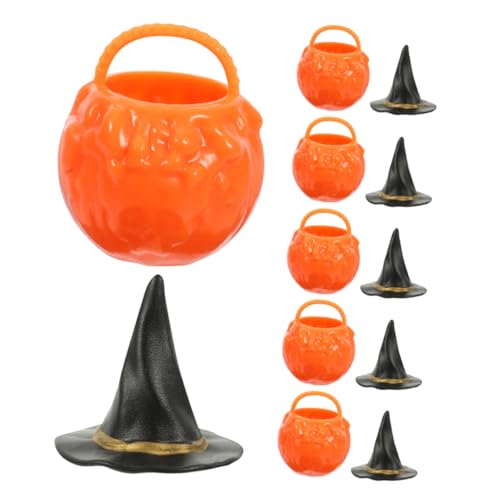 OKUMEYR 1 Satz Hexeneimerglas Halloween-charme Kleiner Hexenhut Mini-jack-o-laterne Bonbonhalter Topf Mini-halloween-figuren Mini-kesselkessel Miniatur-hexenhut Mini-zaubererhut Pp von OKUMEYR