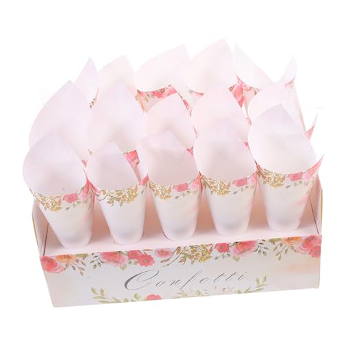 OKUMEYR 1 Satz Hochzeitsblütenkegel getrocknete Blütenzapfen Blumenstrauß Zapfen Hochzeit Blumenkegel weiße Konfetti- Blütenblattkegel Konfettikegel Pommes Partyzubehör Papier von OKUMEYR