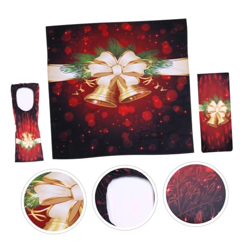 OKUMEYR 1 Satz Stuhlbezug Tischdecke würfelunterlage weihachtsdeko weihnchtsdeko weinachtendecor Krippendekor Weihnachtsstuhl dekorativer Tischschutz Sitzbezug Stuhlüberzüge Polyester rot von OKUMEYR