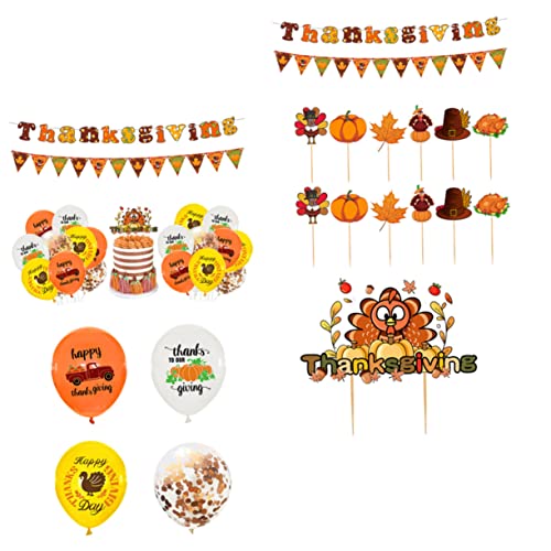 OKUMEYR 1 Satz Truthahn-Ahornblatt-Luftballons Thanksgiving-Party-Luftballons Thanksgiving-Kuchendekoration thanksgiving dekoration thanksgiving decoration Thanksgiving-Cupcake-Topper von OKUMEYR