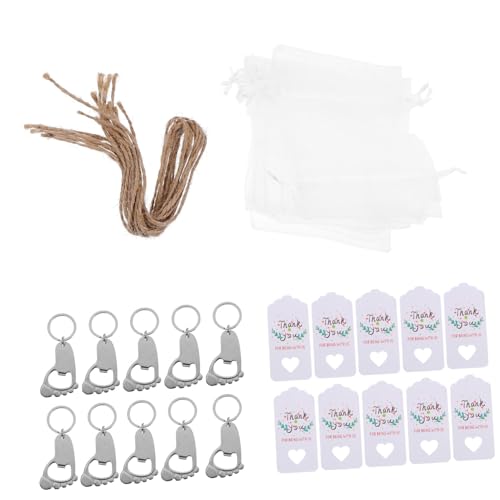 OKUMEYR 10 Set Baby Fußabdruck Schlüsselanhänger Flaschenöffner Für Baby-dusche Personalisierte Neugeborenen Seile Aufbewahrungstaschen von OKUMEYR