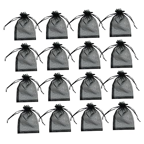 OKUMEYR 100St Beam- -Aufbewahrungstasche strapazierfähige Pakettasche Mesh-Tasche mit Kordelzug seidenband ribbon beads Paketbeutel Aufbewahrungsbeutel für Organza Black von OKUMEYR