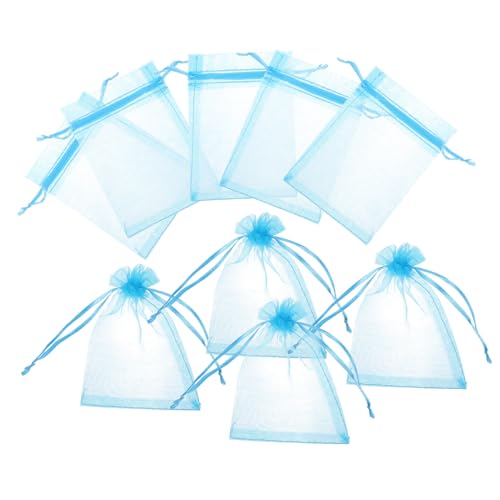 OKUMEYR 100St Geschenktüte zur Taufe Aufbewahrungstasche Tasche mit Kordelzug aufbewahrungssack aufbewahrungstüten weihnachteb kleine Netztaschen kleine Geschenktüten Organza Blue von OKUMEYR