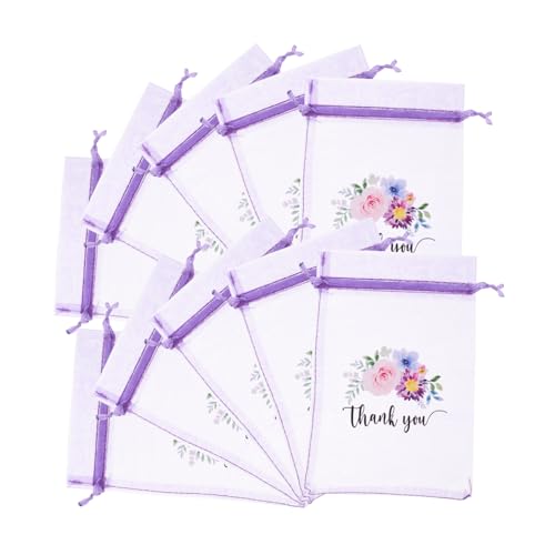 OKUMEYR 10st Lavendel-verpackungsbeutel Taschen Zum Einwickeln Von Blumen Organza-kordelzüge Kleine Leckerlibeutel Aus Organza Beutel Beutel Organzabeutel „dankeschön“. Violet von OKUMEYR