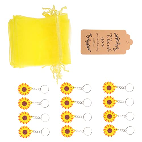 OKUMEYR 12 Sätze Sonnenblumen-Schlüsselanhänger Schmuck für Schlüsselanhänger Sonnenblumen-Gastgeschenk bescherung weihnachten weinachts Geldbeutel-Anhänger Geschenktüten Papier von OKUMEYR